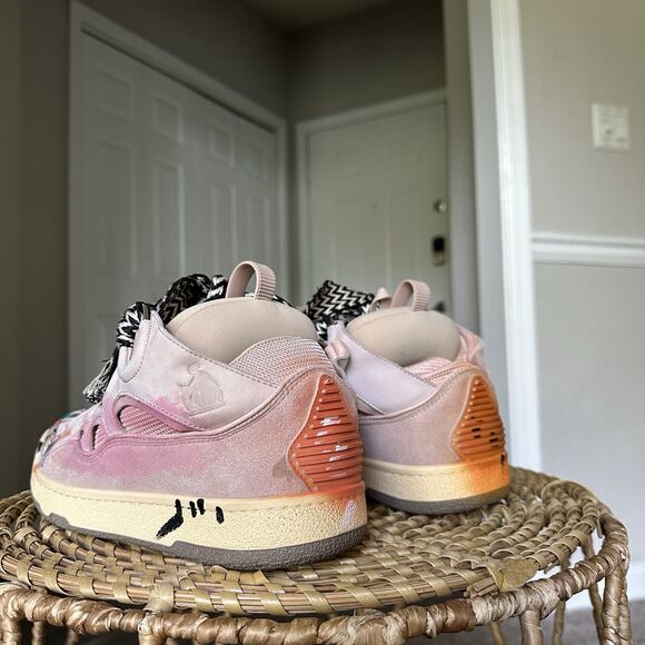 Lanvin Curb Gallery Department Paint Sneakers Pink Multi 29962969 Size 39 - Picture 2 of 16